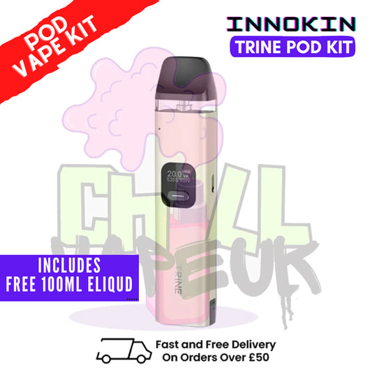 Ivory White Innokin Trine Pod Vape Kit + FREE 100ML Eliquid