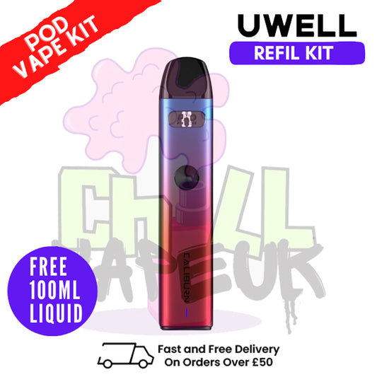 Iris Purple Uwell Caliburn A2 Pod Kit + Free 100ML E Liquid