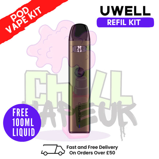 Green Uwell Caliburn A2 Pod Kit + Free 100ML E Liquid