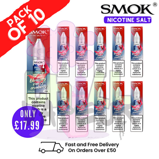 Blueberry Cherry Cranberry Smok Nic Salt E Liquid BOX OF 10