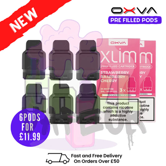 Strawberry Raspberry Cherry Oxva Xlim Flavoured Pre-filled Pod Cartridges - £1.69