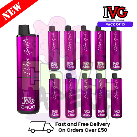 Box Of 10 - Purple Edition IVG 2400 Disposable Vape Pen Kit