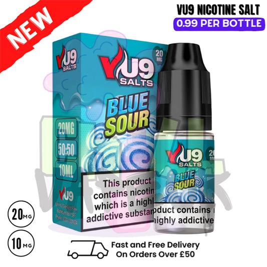 Blue Sour Pod Nic Salt 10ml Nicotine E Juice by VU9 - 99p Eliquid