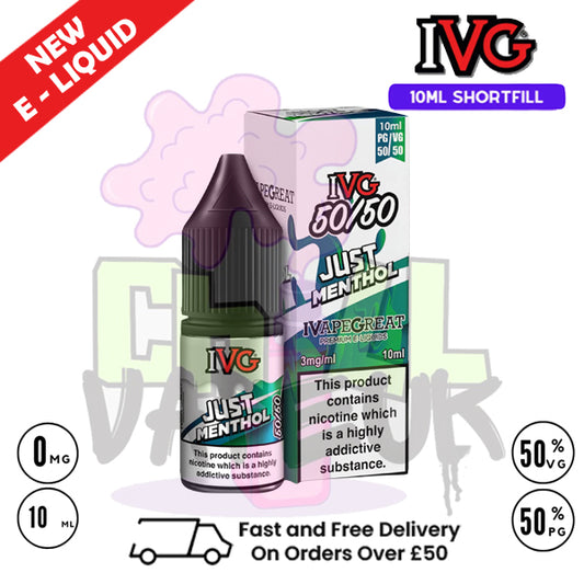IVG 50/50 Just Menthol 10ml E Liquid - ONLY £1.99