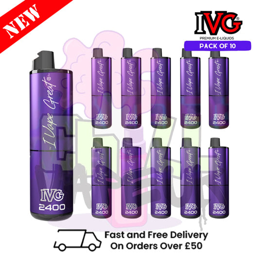 Box Of 10 - Blackcurrant Menthol IVG 2400 Disposable Vape Pen Kit