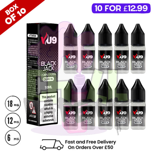BlackJack VU9 E-Liquid Juice 10ml Nic Eliquid - 10 x 10ML BUNDLE