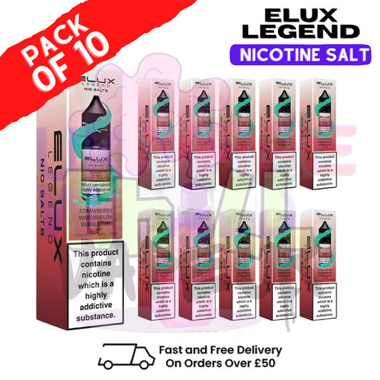 Strawberry Watermelon Bubblegum Elux Legend Nic Salt BOX OF 10