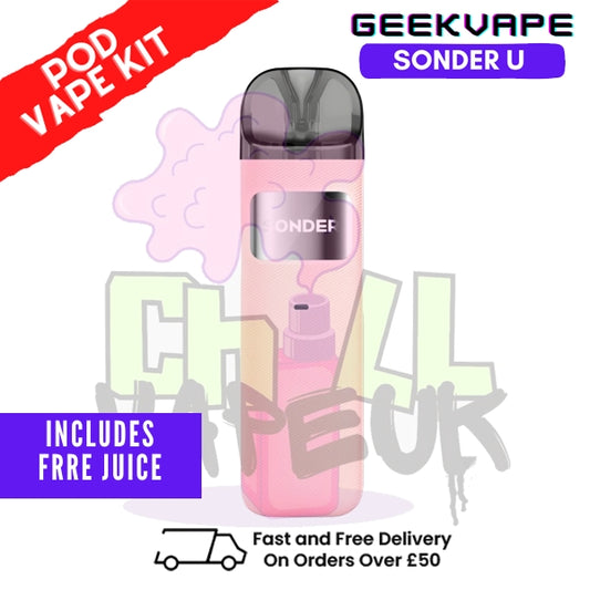 Pink GeekVape Sonder U Pod Kit + 2x FREE SALTS