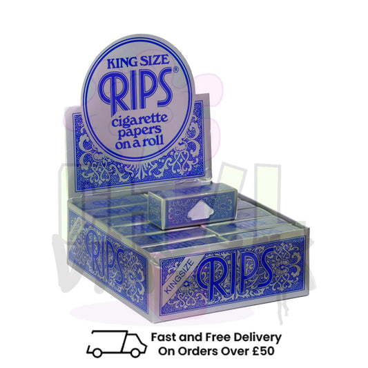 Rips King Size Blue Cigarette Papers Roll Full Box 24 Rolls