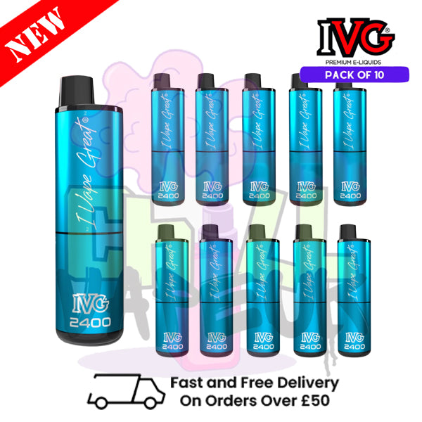 Box Of 10 - Blue Fusion IVG 2400 Disposable Vape Pen Kit
