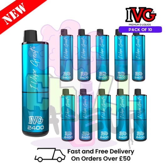 Box Of 10 - Blue Fusion IVG 2400 Disposable Vape Pen Kit