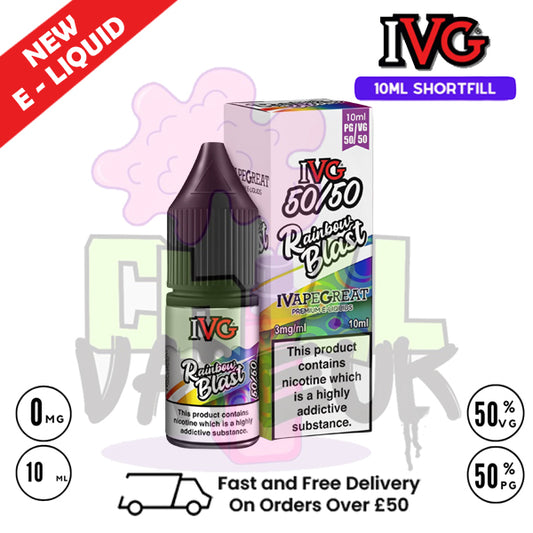 IVG 50/50 Rainbow Blast 10ml E Liquid - ONLY £1.99