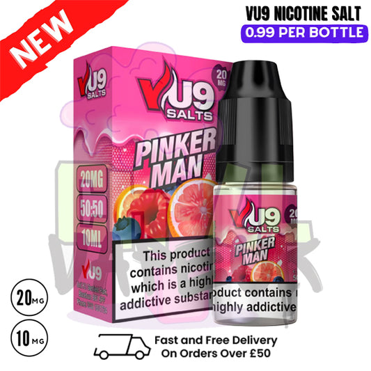 PinkerMan Nic Salt 10ml Nicotine E Juice by VU9 - 99p Eliquid
