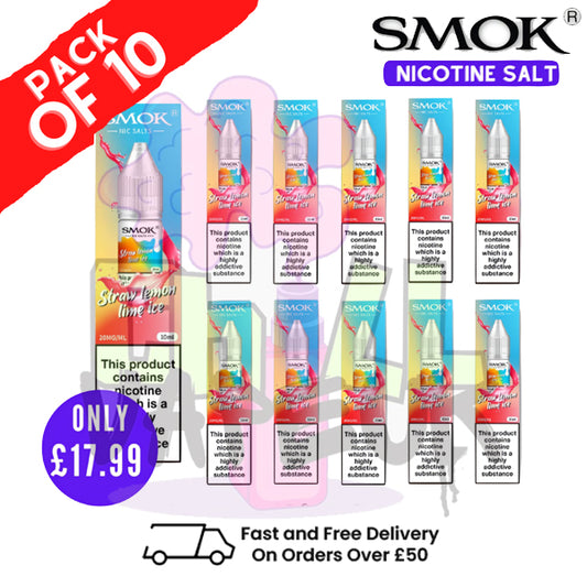 Straw Lemon Lime Ice Smok Nic Salt E Liquid BOX OF 10