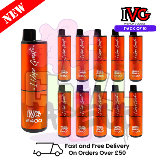 Box Of 10 - Peach Mango ICE IVG 2400 Disposable Vape Pen Kit