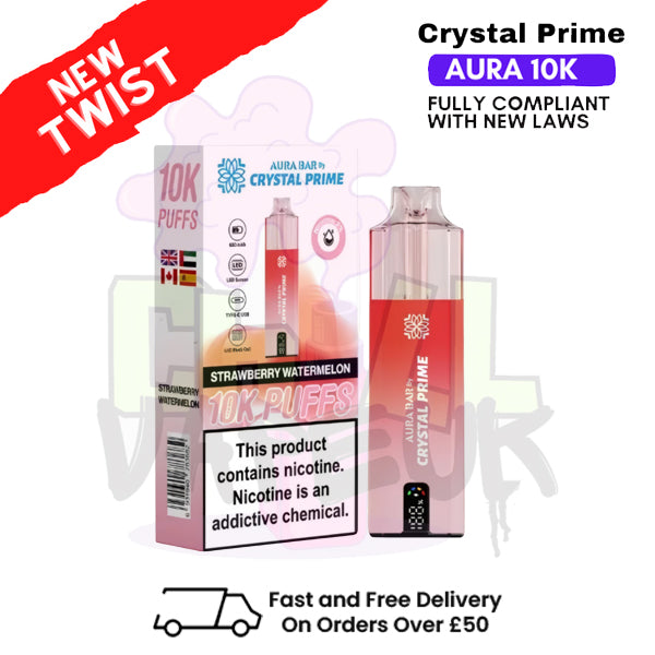 Strawberry Watermelon Crystal Prime 10K Puff Pod Kit