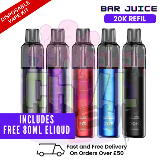 Bar Juice 20,000 Puff 20K Refillable Disposable Kit | FREE 80ML Eliquid