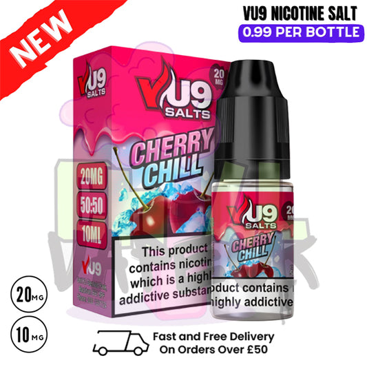 Cherry Chill Pod Nic Salt 10ml Nicotine E Juice by VU9 - 99p Eliquid