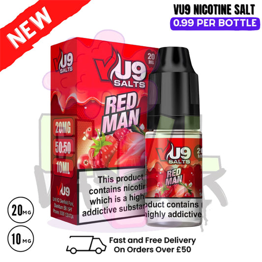 Red Man Nic Salt 10ml Nicotine E Juice by VU9 - 99p Eliquid
