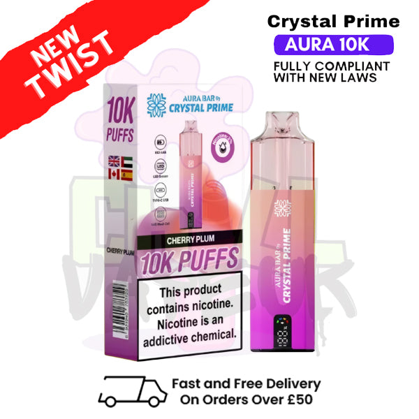 Plum Cherry Crystal Prime 10K Puff Pod Kit - Chill Vape UK