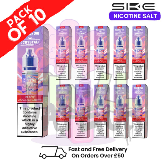 Blueberry Peach Ice Crystal SKE Nic Salt Box / Pack Of 10