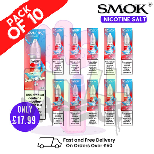 Watermelon Ice Smok Nic Salt E Liquid BOX OF 10