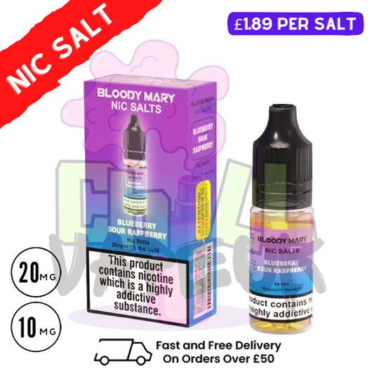 Blue Sour Raspberry Bloody Mary 10ML Nic Salt
