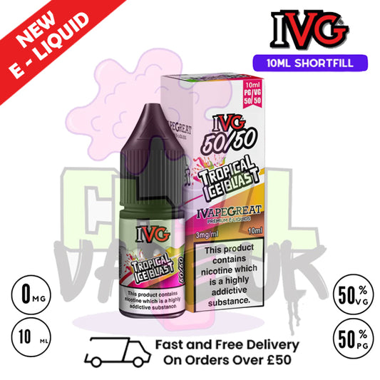 IVG 50/50 Tropical ICE Blast 10ml E Liquid - ONLY £1.99