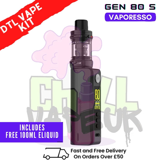 Black Vaporesso GEN 80 S Vape Kit + Free 100ml - £27.99