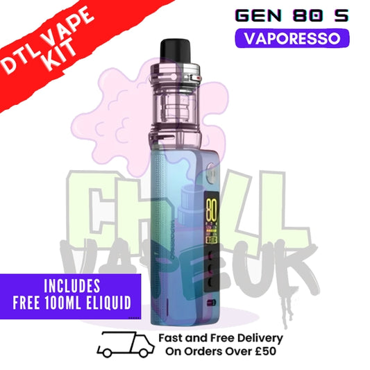 Blue Vaporesso GEN 80 S Vape Kit + Free 100ml - £27.99