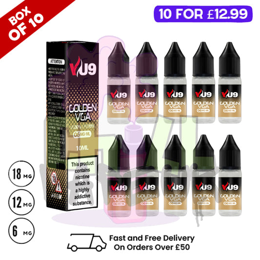 GVGA VU9 E-Liquid Juice 10ml Nic Eliquid - 10 x 10ML Bundle
