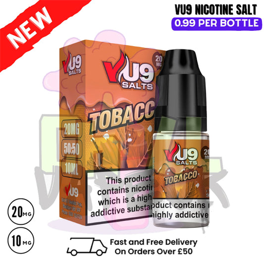Tobacco Nic Salt 10ml Nicotine E Juice by VU9 - 99p Eliquid