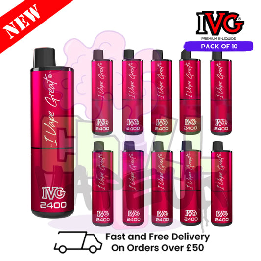 Box Of 10 - Red Apple ICE IVG 2400 Disposable Vape Pen Kit