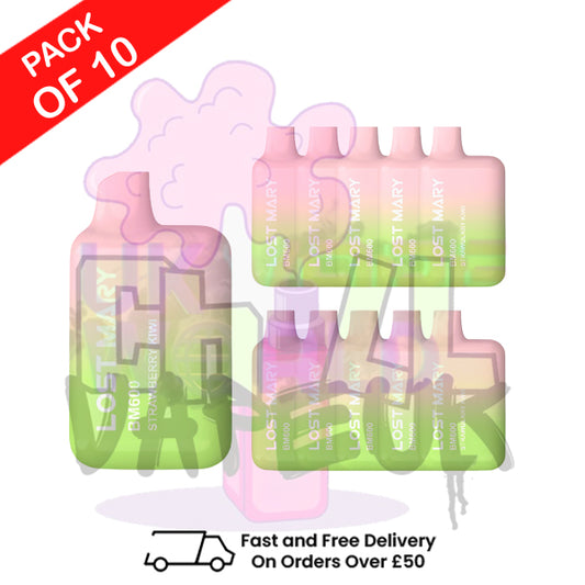 Strawberry Kiwi Lost Mary 600 Puff Bars Pack Of 10