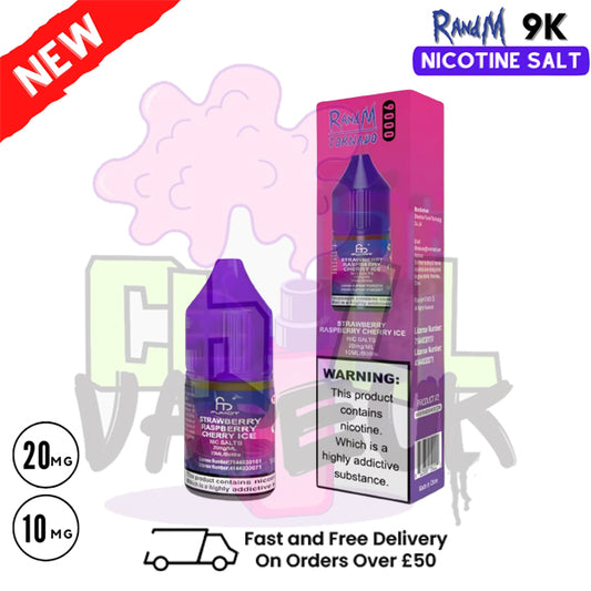 Strawberry Raspberry Cherry ICE RandM Tornado 9000 Nic Salt