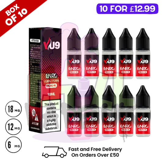 Energ VU9 E-Liquid Juice 10ml Nic Eliquid - 10 x 10ML BUNDLE