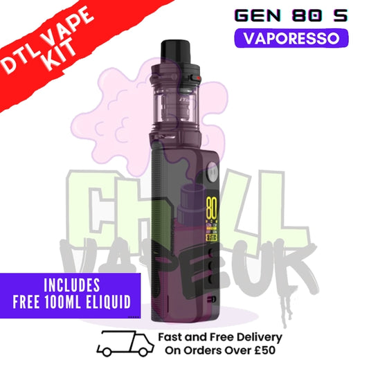 Silver Vaporesso GEN 80 S Vape Kit + Free 100ml - £27.99