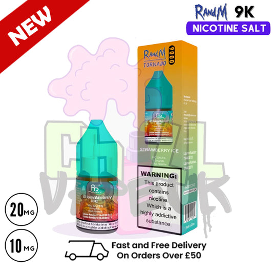Strawberry ICE RandM Tornado 9000 Nic Salt 10ml eLiquid - £1.99