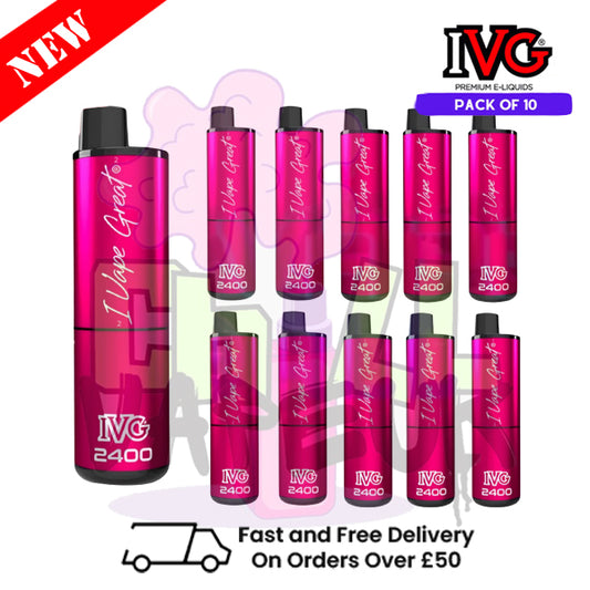 Box Of 10 - PINK EDITION IVG 2400 Disposable Vape Pen Kit
