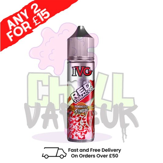 Red IVG Shortfill Juice 50ML Eliquid - Tobacco RANGE