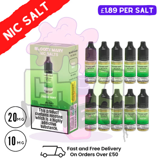 Fresh Mint - Bloody Mary Nic Salt Box of 10