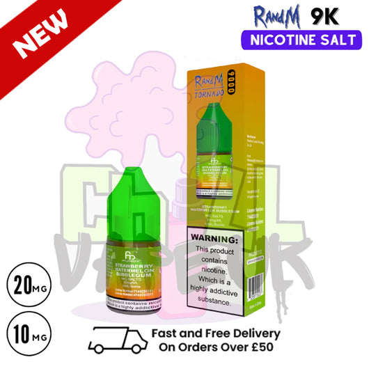 Strawberry Watermelon Bubblegum RandM Tornado 9000 Nic Salt 10ml eLiquid