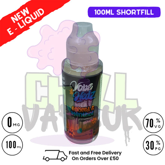 Aniseed & Menthol Vape Hedz 100ml Shortfill Eliquid