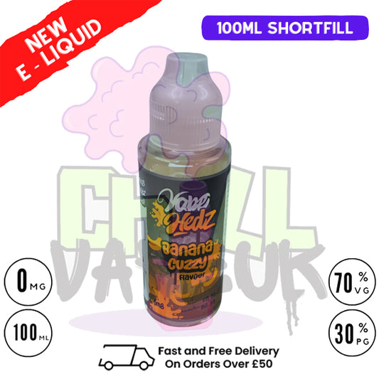 Banana Cuzzy Vape Hedz 100ml Shortfill Eliquid