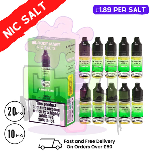 Lemon Lime Bloody Mary Nic Salt Box of 10