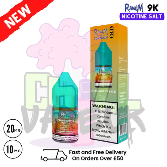 Strawberry ICE RandM Tornado 9000 Nic Salt 10ml eLiquid - £1.99