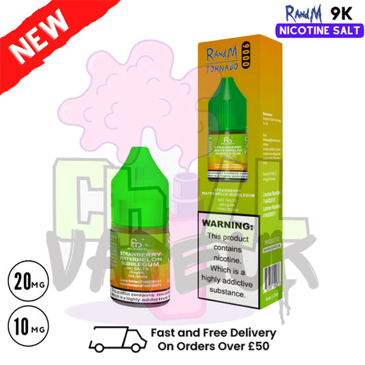 Strawberry Watermelon Bubblegum RandM Tornado 9000 Nic Salt 10ml eLiquid
