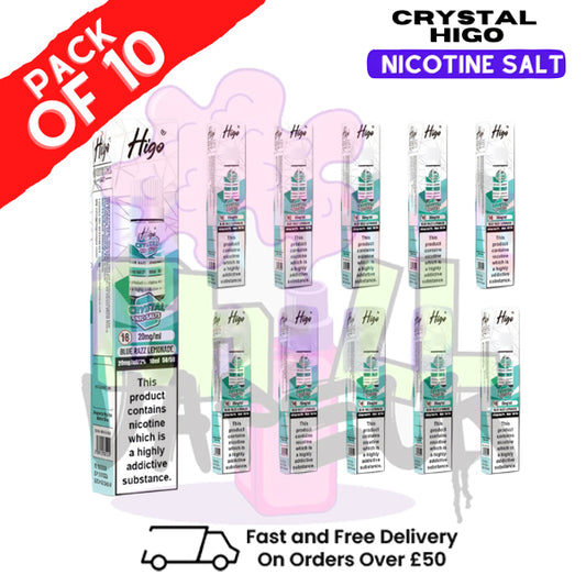 Blue Razz Lemonade Crystal Higo Nic Salt Box Of 10
